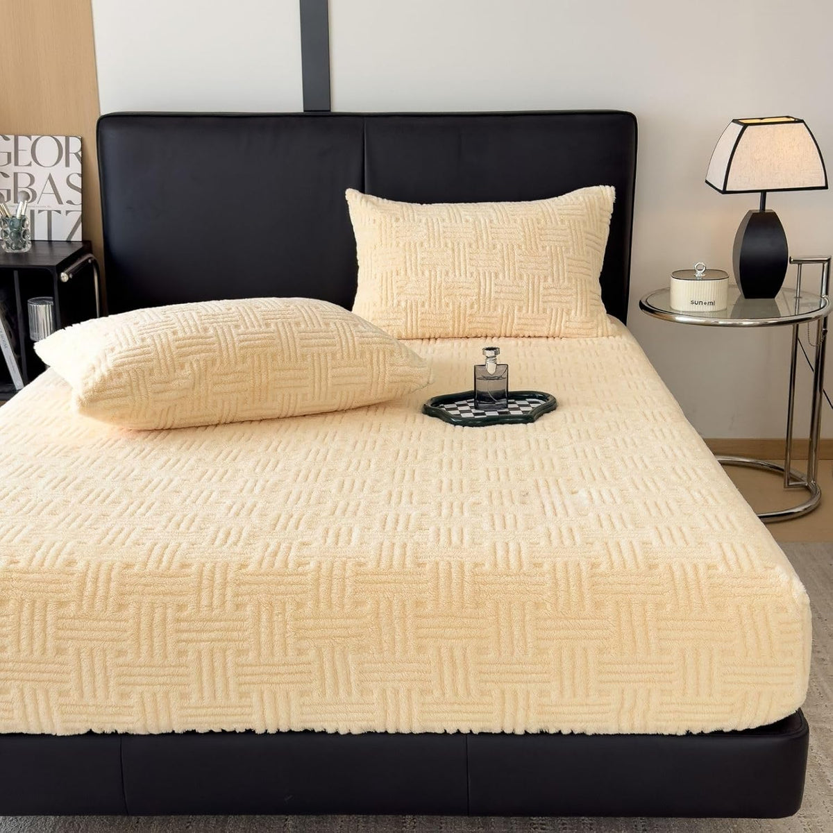 Twin Size Flannel Fitted Sheet - 1 Piece Winter Warm Deep Pocket (15") Bed Sheet, Shrink & Fade Resistant, Hotel Quality, Lemon Chiffon